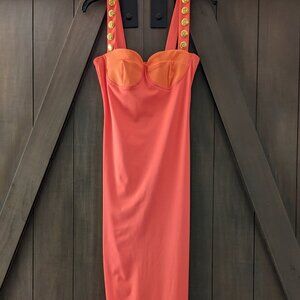 Form-fitting pink and coral maxi dress Size 0-2